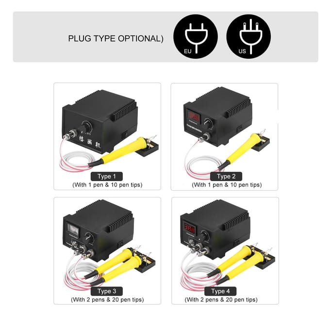 60W 110V 29PCS Houtkachel Houtgestookte Tool Kit Verstelbare 0 celsius -800 celsius Digitale Display houtverbranding EU Plug Combo 4