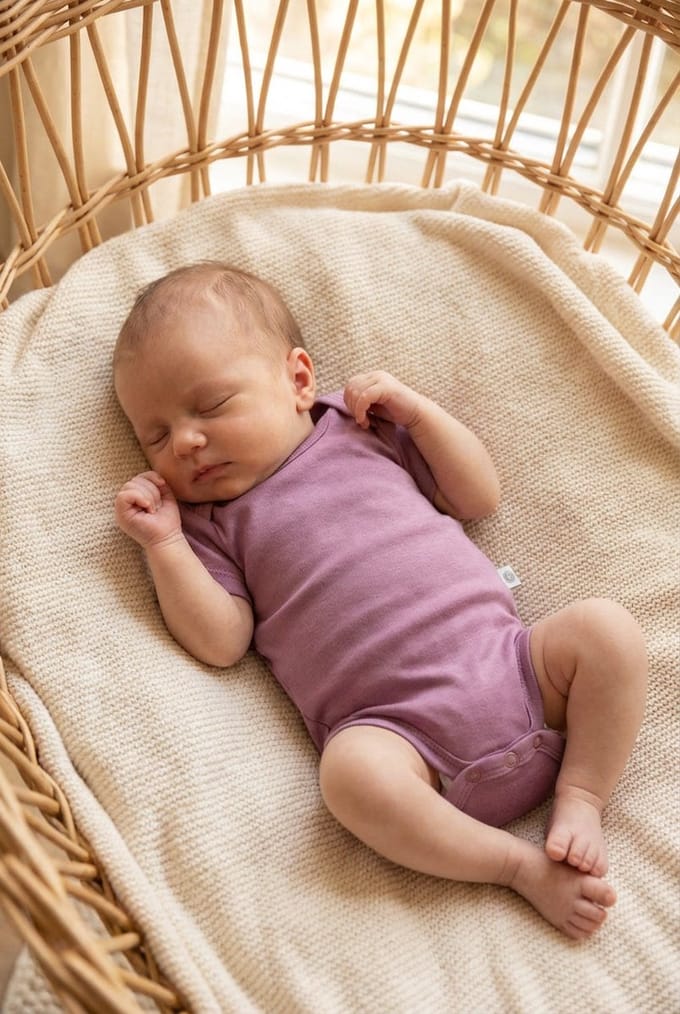Wollen Romper korte mouwen – Merinowol - Lavender Mist 92