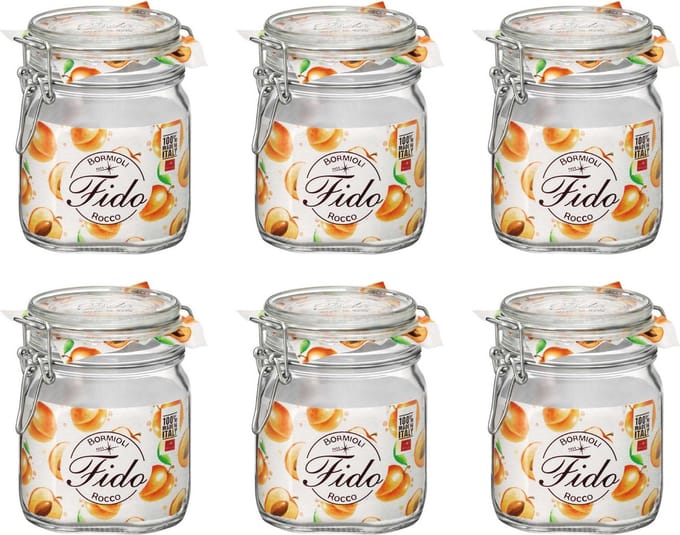 Bormioli Rocco Weckpot Fido - 10 x 10 cm / 750 ml - vierkant - 6 stuks