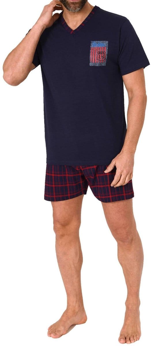 Normann herenpyjamashort met korte mouwen in geruite look - ook in grote maten