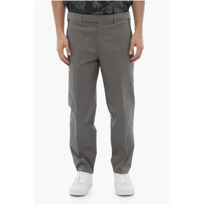 Regular Fit Slim Fit Broek met Riemlussen in Grijs