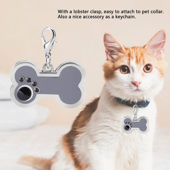 Legering Huisdier ID Tag Hond Kat Dier Naam Identificatie Hanger Botvorm (Grijs) Gray white