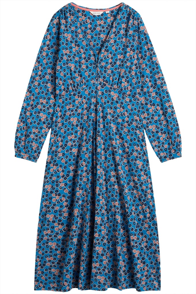 White Stuff Megan Jersey Dress Blue Multi Größe: 8 REGULAR | Midikleider Outlet | Damen | Blau