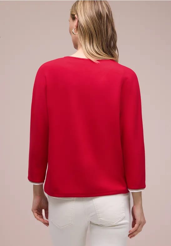 Shirt met 3/4 mouwen en contrasterende details