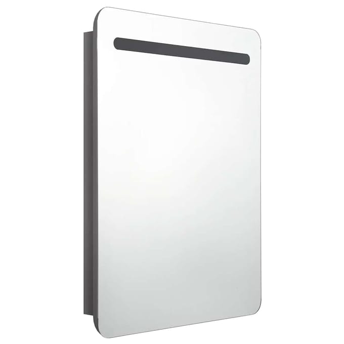 vidaXL - Badkamerkast - met - spiegel - en - LED - 60x11x80 - cm - glanzend - grijs
