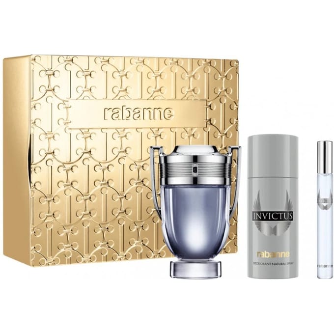 Paco Rabanne Invictus Cadeauset 100ml EDT Spray + 150ml Deodorant Spray + 10ml EDT