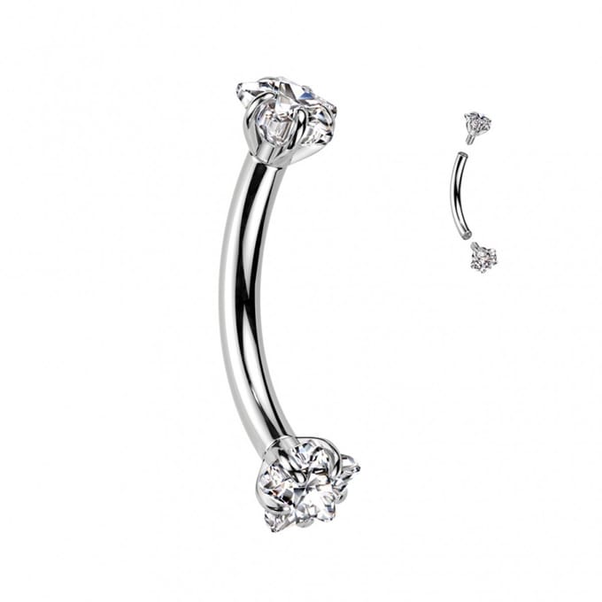 Piercing titanium curved ster 1.2x8x3 - zilver - LMPiercings