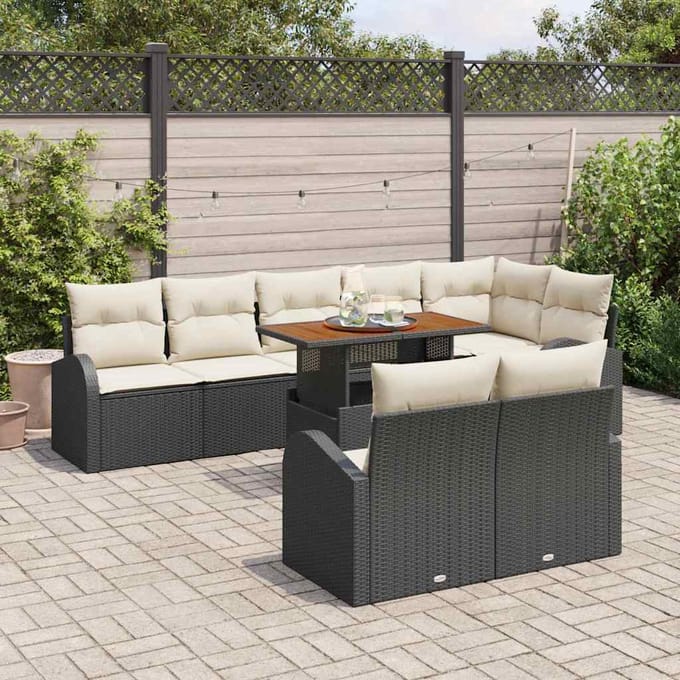 vidaXL - Tuinbank - Set - 9 - st - Zwart - en - crème