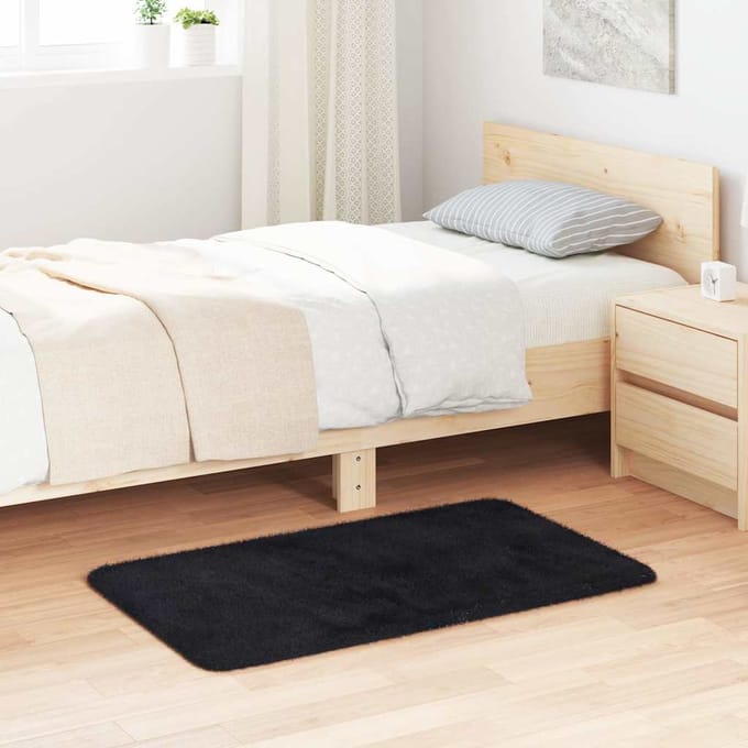 vidaXL - Hoogpolig - vloerkleed - NAVARRA - 60x100 - cm - polyester - zwart