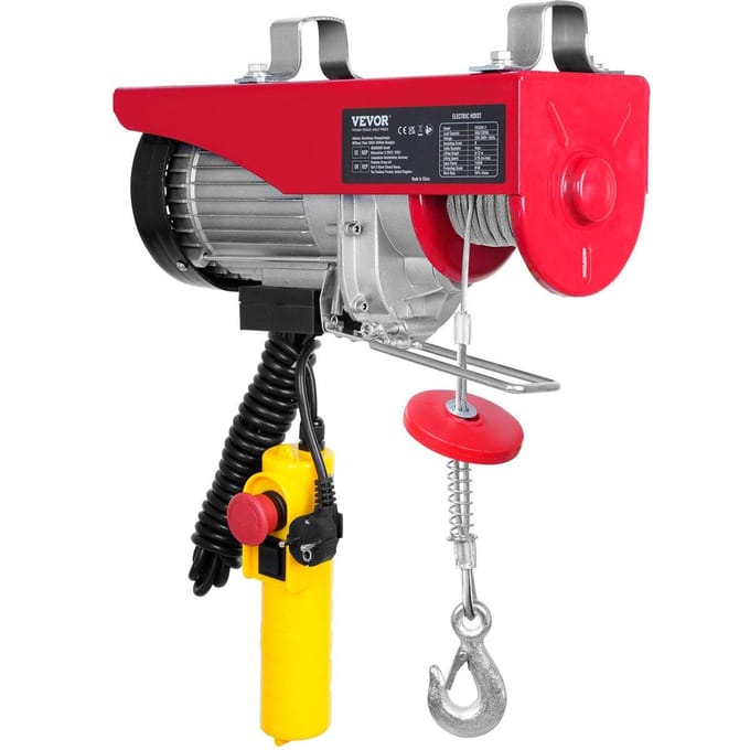 Elektrische Takel, 1320 lbs Hefcapaciteit, 1150W 220V Elektrische Staalkabel Lier met 14ft Bekabelde Afstandsbediening, 40ft Enkele Kabel Hefhoogte &
