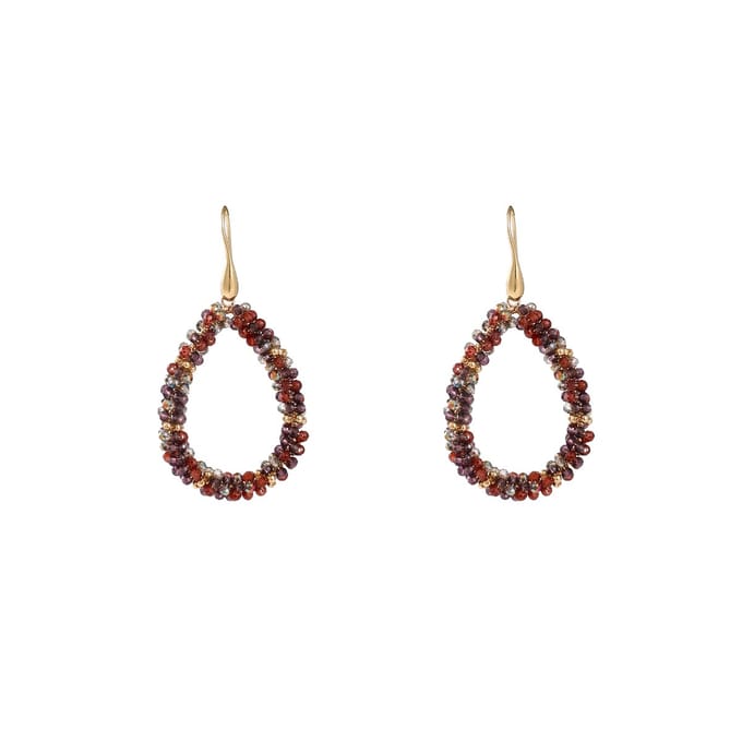 Go Dutch Label Oorhangers Drop Dangle Goud Burgundy