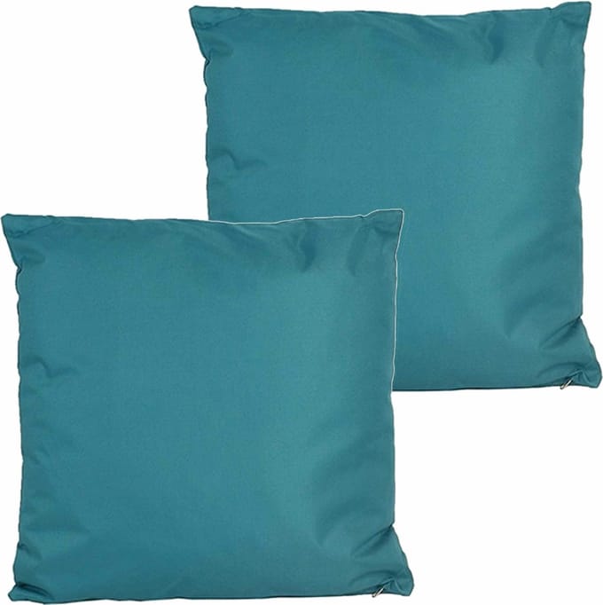 Anna's collection buitenkussen - 2x - petrol blauw - 60 x 60 cm - binnen/buiten