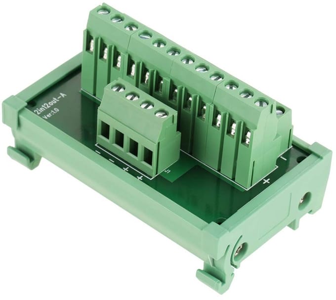 Dailygoody - Rail module - Power input module - 12 positie terminal block - Groene adapter - Compact ontwerp - Voor elektrische toepassingen