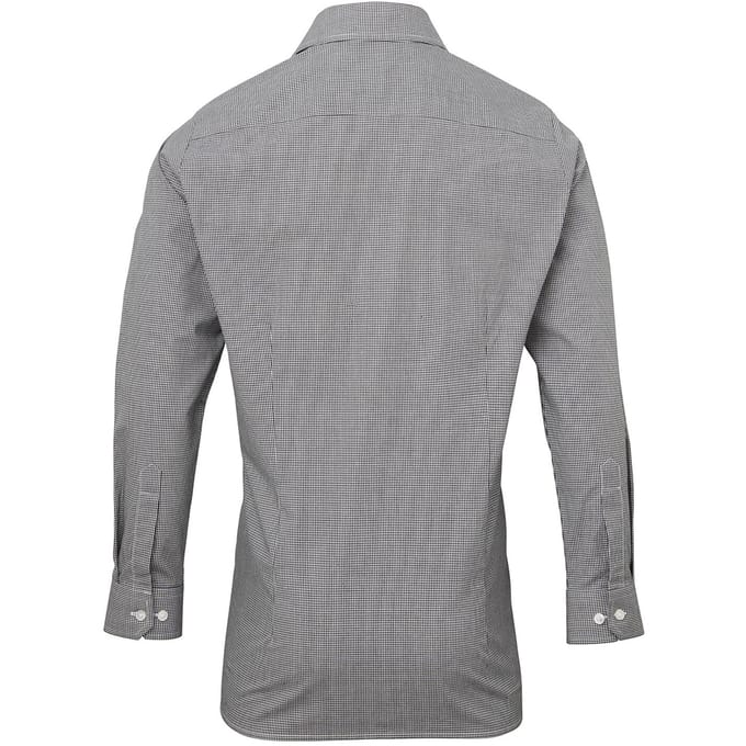 Premier Herenmicrocheck shirt met lange mouwen (Zwart/Wit)