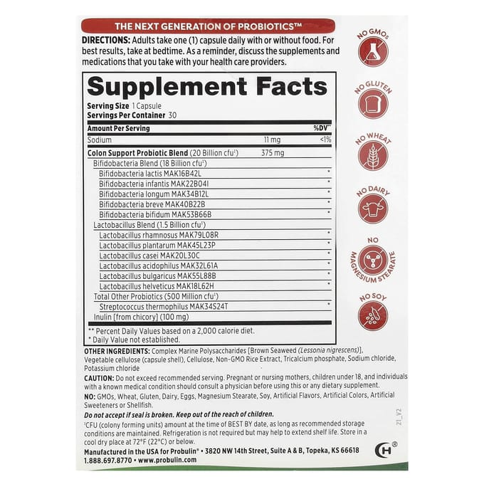 Probuline, soutien intestinal, probiotique, 30 gélules