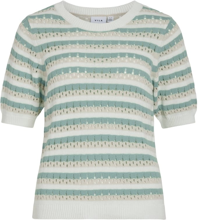 VILA - VIELINJA O-NECK 2/4 STRIPE KNIT TOP/R/1 - Dames - T-shirts