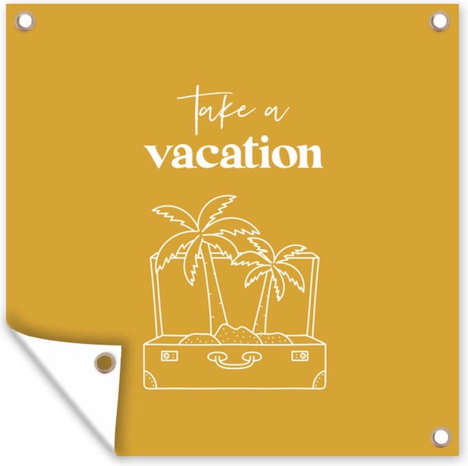Tuindoek Spreuken - Quotes - Take a vacation - Koffer - 100x100 cm