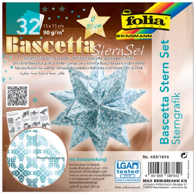 folia vouwbladen Bascetta ster, turkoois / bedrukt