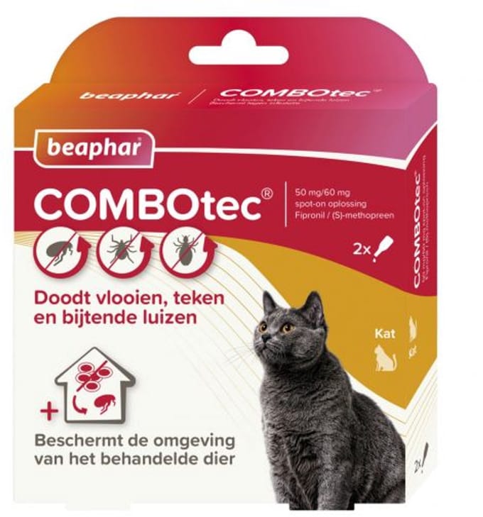 Beaphar Combotec Kat - Anti vlooien en tekenmiddel - 2 x