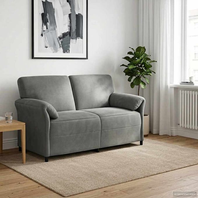 vidaXL - 2-Zits - Sofa - Donkergrijs - 158 - x - 83 - x - 95 - cm - Fluweel