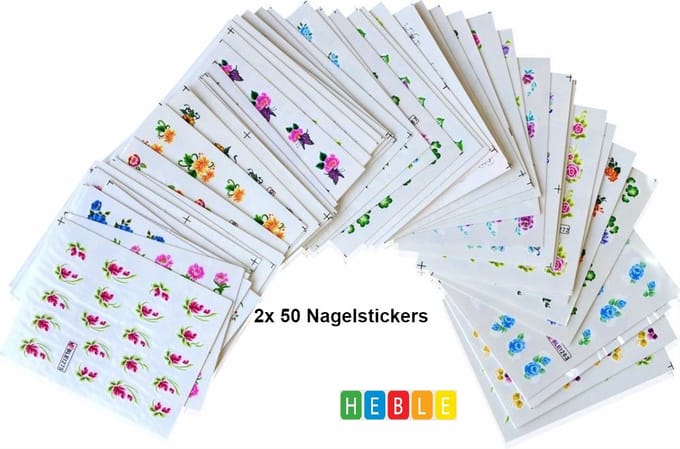 100 x~Kleurrijke~Nagelstickers~voor~een~Opvallend~Resultaat - van Heble®