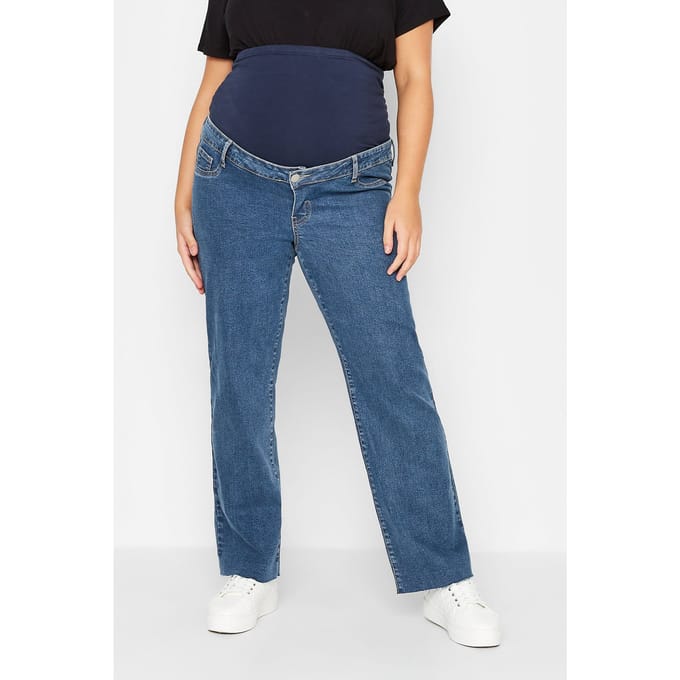 Bump It Up Maternity Jeans Met Wijde Pijpen In Middenblauw Size Short > 48