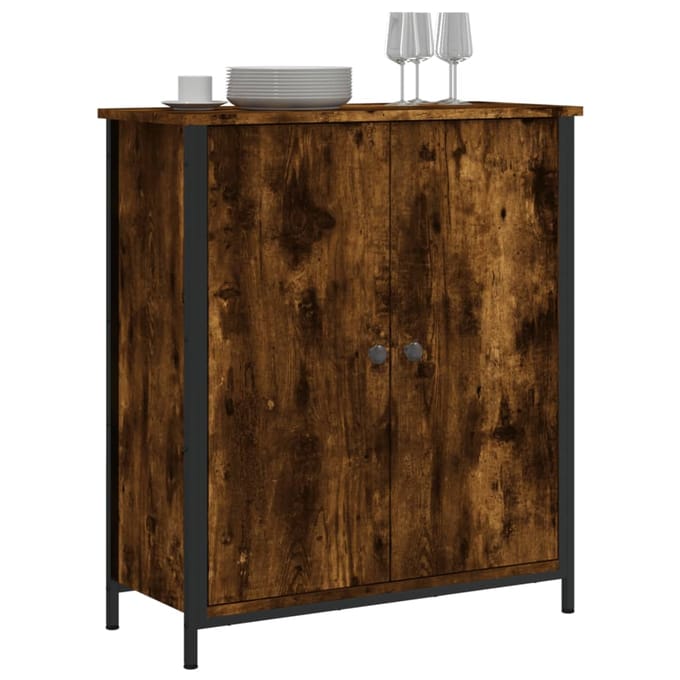 vidaXL - Dressoir - 70x30x80 - cm - bewerkt - hout - gerookt - eikenkleurig