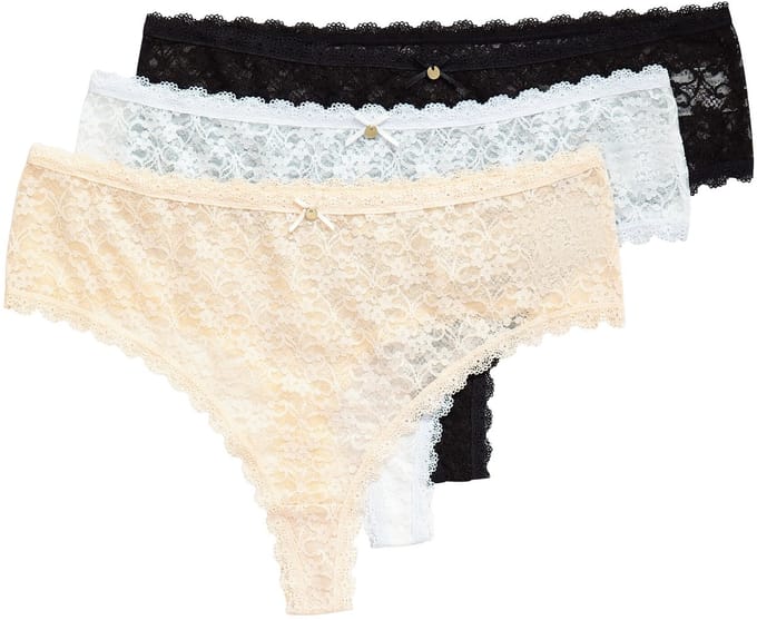 TruYou - Dames - TruYou strings set van 3 transparant kant - Zwart - Maat 62+