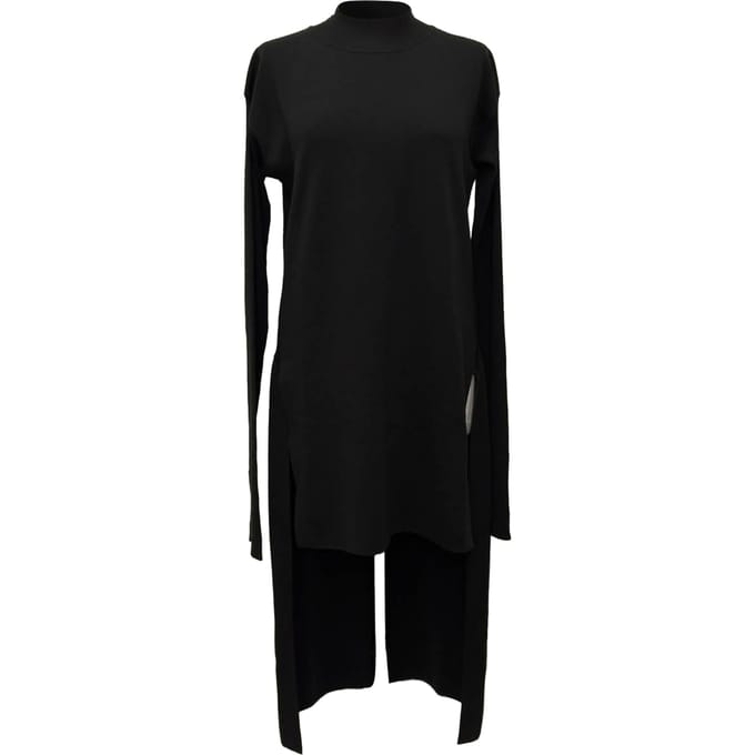 Rick Owens midi-jurk met lange rug in zwarte wol