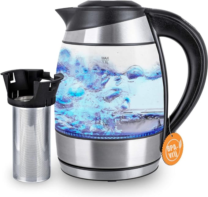 Core® Waterkoker glas - Waterkoker - Zilver - ‎20cm x 13cm x 21cm