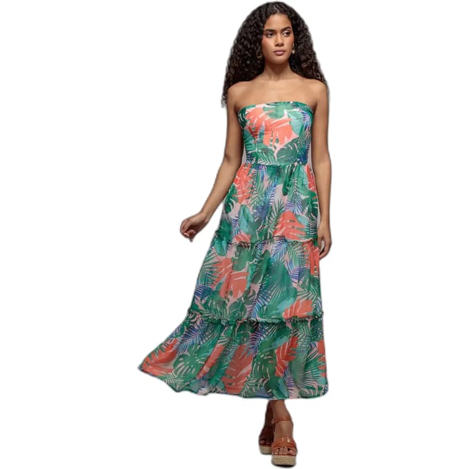 Maxi Bustier Jurk Gedrukt Dames Goddiva
