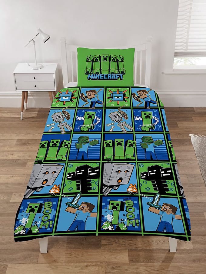 Minecraft Dekbedovertrek - Eenpersoons - Geschikt voor 140 x 200 cm. - Dekbed