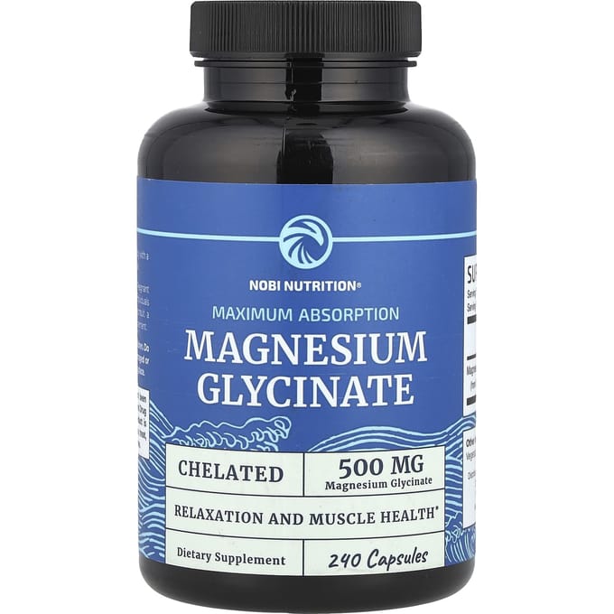 Nobi Nutrition, Magnesiumglycinaat, 240 capsules (250 mg per capsule)