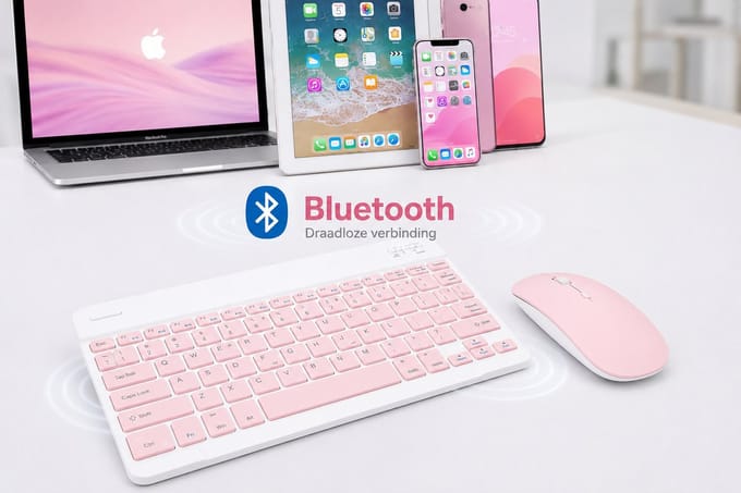 Bluetooth Toetsenbord en Muis Set – Oplaadbaar Toetsenbord – Draadloze Bluetooth Muis – USB-C – Compact – Voor iPad, Android, Windows