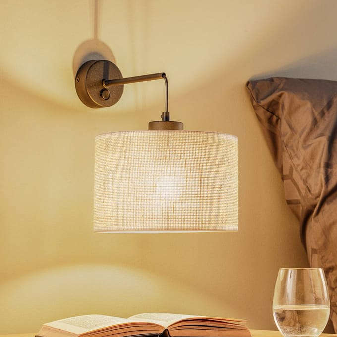 JUTA Wandlamp Zwart/Bruin - E27 Fitting - Sfeervolle Verlichting