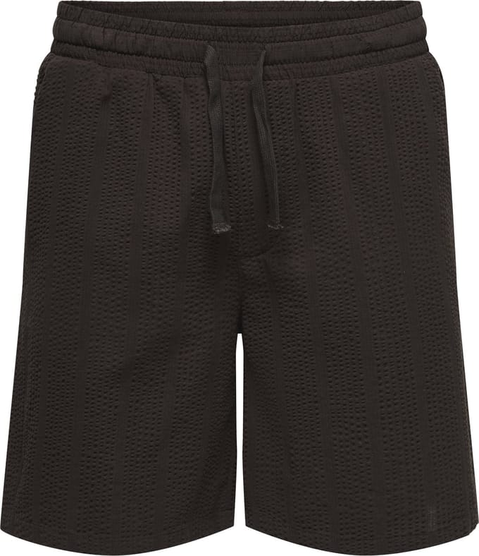 Only & Sons Cruz Seersucker Jogger Shorts - Heren Short - Black Coffee