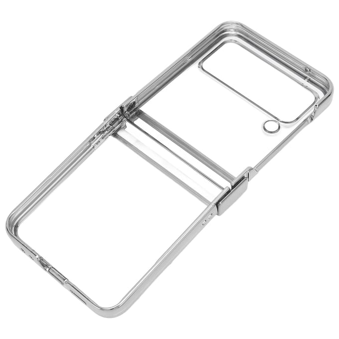 Opvouwbare Telefoonhoes Schokbestendig Gegalvaniseerd PC Transparante Achterkant Mode voor Samsung Galaxy Z Flip 3 Zilver zilver
