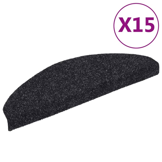 vidaXL - Trapmatten - Zelfklevend - 15 - stuks - 65x21x4 - cm - Zwart - Halfrond - Groot