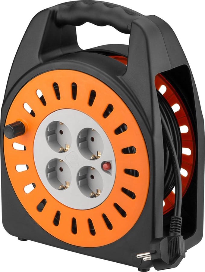 Pro Cable reel 25 m orange-black - with 4 protective