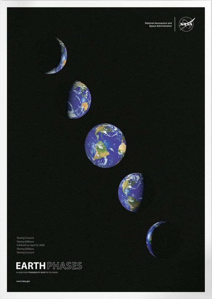 Phases Of Earth From Tranquility Base | Space, Astronomie & Ruimtevaart Poster | A3: 30x40 cm