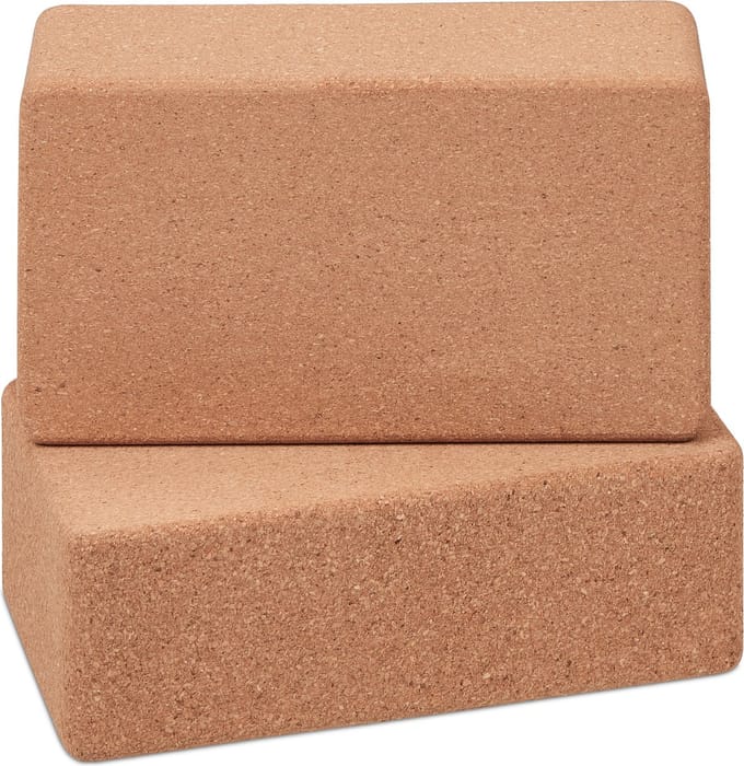 yogablok - set van 2 - kurk - 12 x 22,5 x 7 cm - pilatesblok - antislip