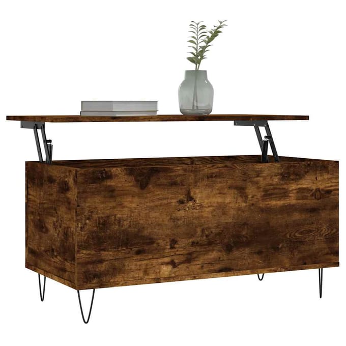 vidaXL - Salontafel - 90x44,5x45 - cm - bewerkt - hout - gerookt - eikenkleurig