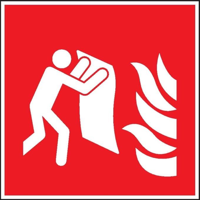 Blusdeken sticker - ISO 7010 - F016 100 x 100 mm