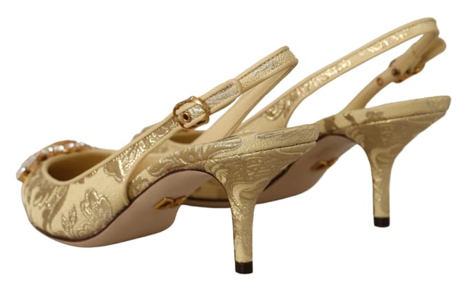 Dolce & Gabbana Gouden Kristal Slingback Pumps Hakken Schoenen