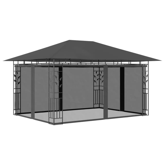 vidaXL - Prieel - met - klamboe - 180 - g/m² - 4x3x2,73 - m - antraciet