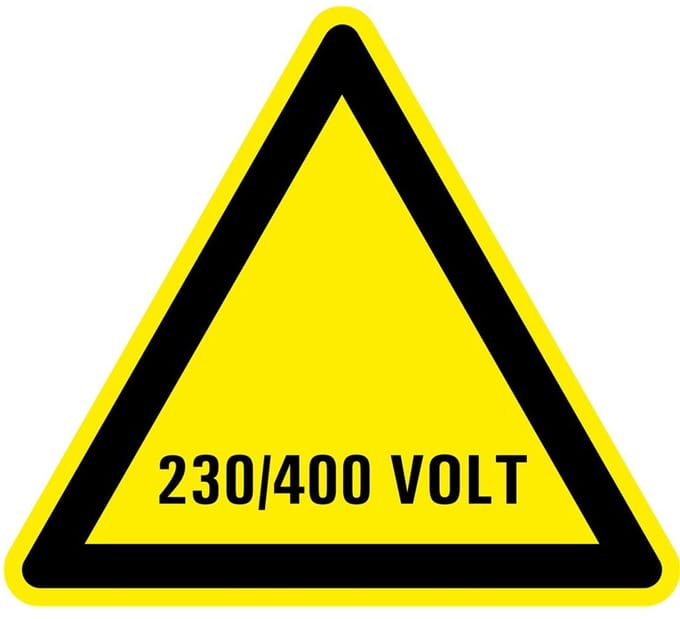 Sticker elektriciteit waarschuwing 230/400 volt 200 mm