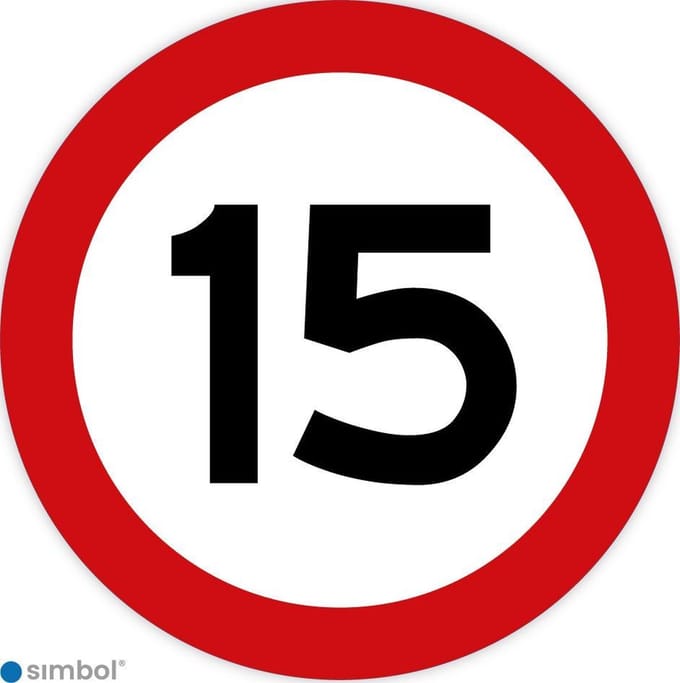 Simbol - Stickers 15 km - Maximaal 15 km/u - Duurzame Kwaliteit - Formaat ø 5 cm.