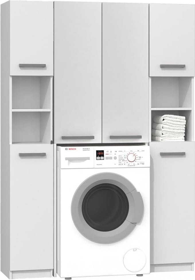 Wasmachine Ombouwkast-Opbouwkast Wasmachine Met 2 kolomkasten Wit