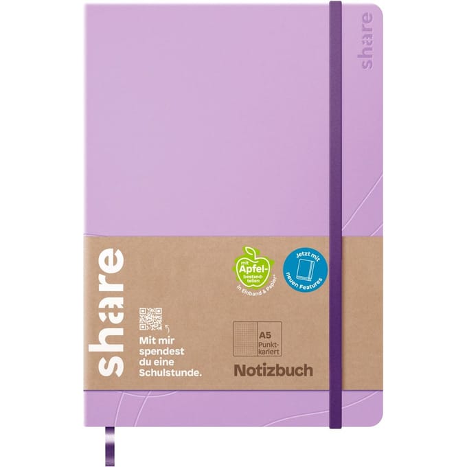 share Notitieboek A5, punt geruit - Lavender