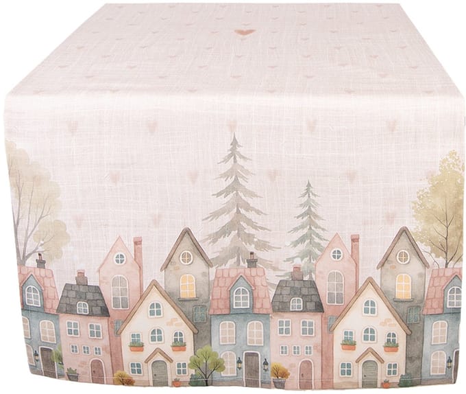 Clayre & Eef Tafelloper 50x140 cm Beige Katoen